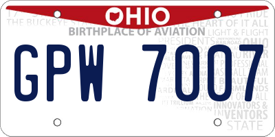 OH license plate GPW7007