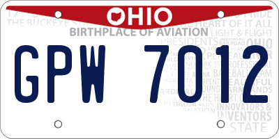 OH license plate GPW7012
