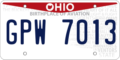 OH license plate GPW7013