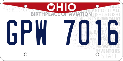 OH license plate GPW7016