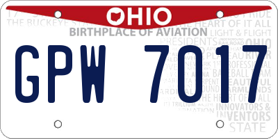 OH license plate GPW7017