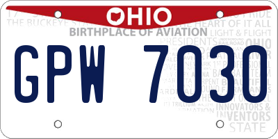 OH license plate GPW7030