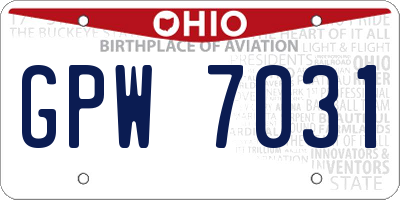 OH license plate GPW7031