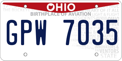 OH license plate GPW7035