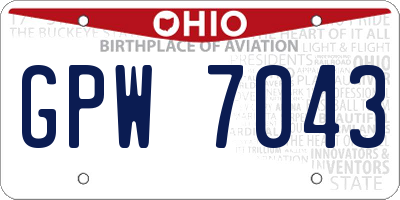 OH license plate GPW7043