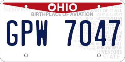 OH license plate GPW7047