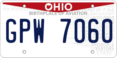 OH license plate GPW7060
