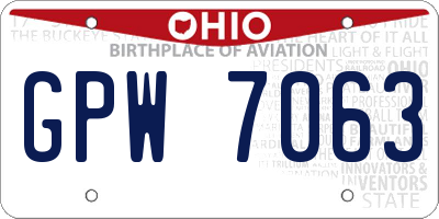 OH license plate GPW7063