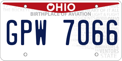 OH license plate GPW7066
