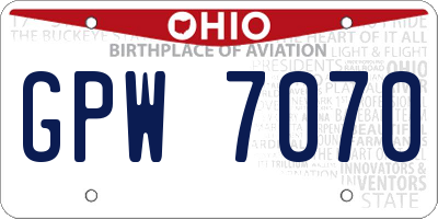 OH license plate GPW7070