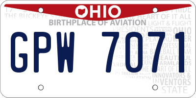 OH license plate GPW7071