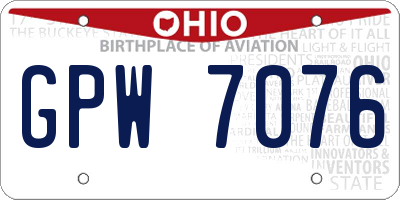 OH license plate GPW7076