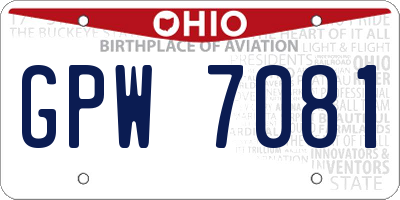 OH license plate GPW7081