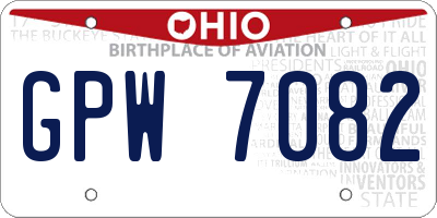 OH license plate GPW7082