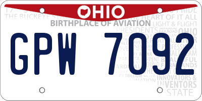 OH license plate GPW7092