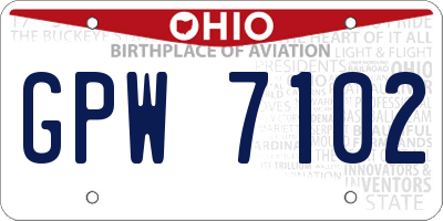 OH license plate GPW7102