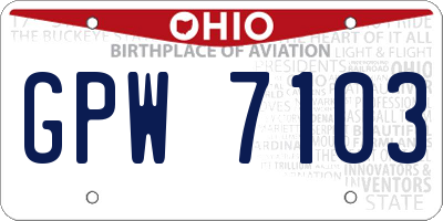 OH license plate GPW7103