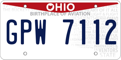 OH license plate GPW7112