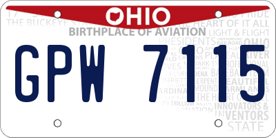 OH license plate GPW7115