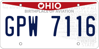 OH license plate GPW7116