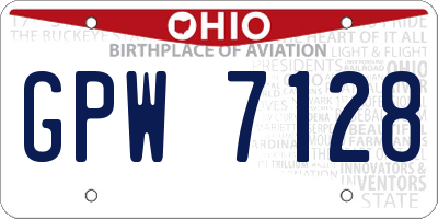 OH license plate GPW7128