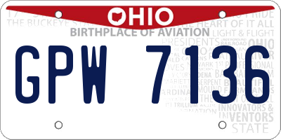 OH license plate GPW7136
