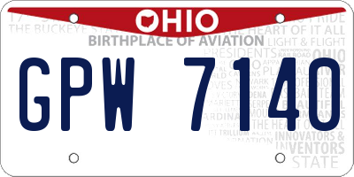 OH license plate GPW7140