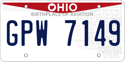 OH license plate GPW7149