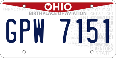 OH license plate GPW7151