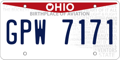 OH license plate GPW7171