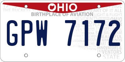 OH license plate GPW7172