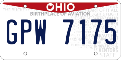 OH license plate GPW7175