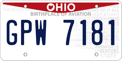 OH license plate GPW7181