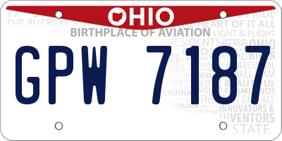 OH license plate GPW7187