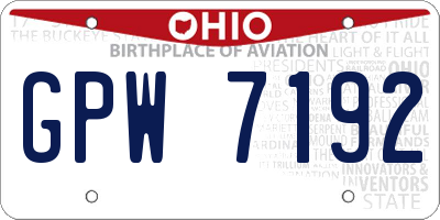 OH license plate GPW7192