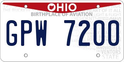 OH license plate GPW7200