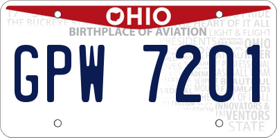 OH license plate GPW7201