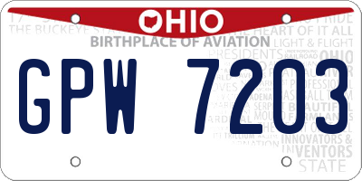 OH license plate GPW7203