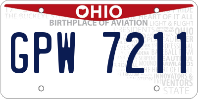 OH license plate GPW7211