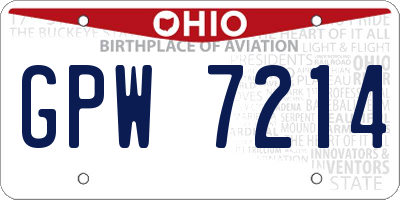 OH license plate GPW7214
