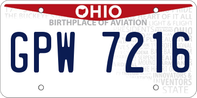 OH license plate GPW7216