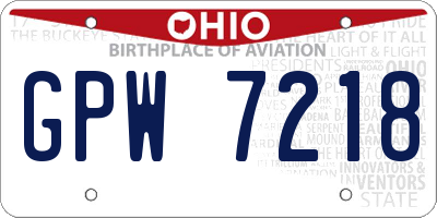 OH license plate GPW7218