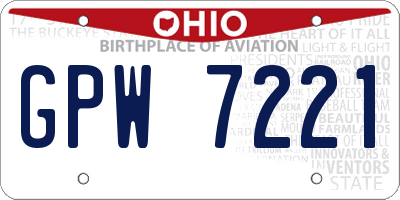 OH license plate GPW7221