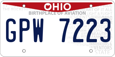 OH license plate GPW7223