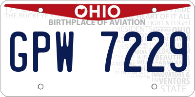 OH license plate GPW7229
