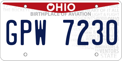 OH license plate GPW7230