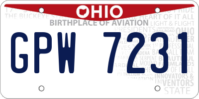 OH license plate GPW7231
