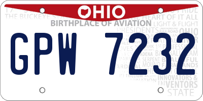 OH license plate GPW7232