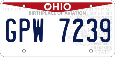 OH license plate GPW7239