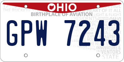 OH license plate GPW7243